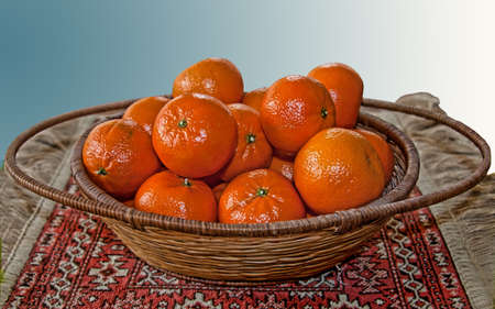 madarin oranges in a basketの写真素材
