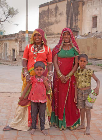 Two Indian women with their sonsのeditorial素材