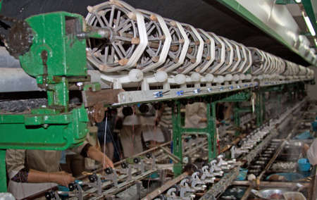 spinning silk fibersの写真素材