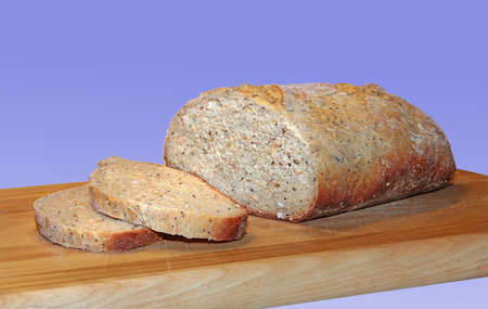 Seeded whole wheat artisan breadの写真素材