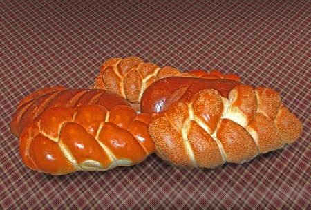 Homemade artisan loaves of breadの写真素材