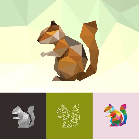 CHIPMUNK ANIMAL PET POP ART LOW POLY LINE  ICON SYMBOL. TRIANGLE GEOMETRIC POLYGONのイラスト素材
