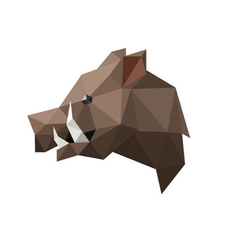 BOAR HEAD LOW POLY LOGO ICON SYMBOL. TRIANGLE GEOMETRIC POLYGONのイラスト素材