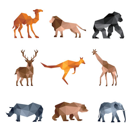 Zoo animal low poly geometric polygonal design