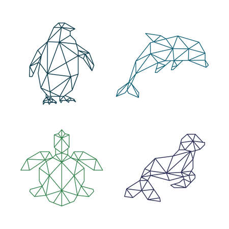 sea animal low poly geometric polygonal designのイラスト素材