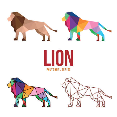 lion animal zoo low polygonal geometric poly designのイラスト素材