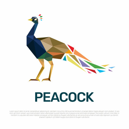 Peacock low poly polygonal geometric triangle logo icon designのイラスト素材