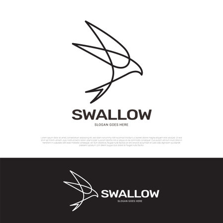 Swallow bird wing logo icon symbol mono line designのイラスト素材