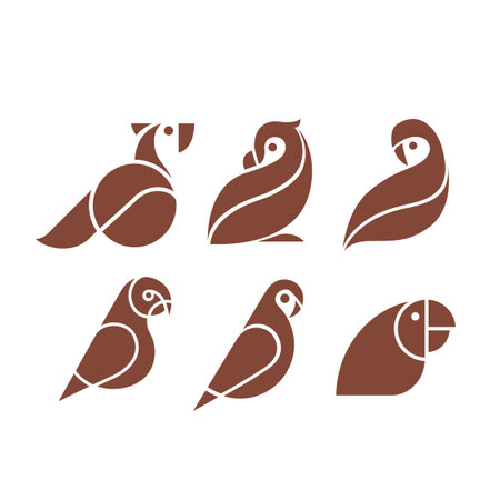 Parrot love bird logo icon symbol design setのイラスト素材