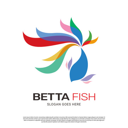 Beauty betta hobby color fish logo icon symbol template designのイラスト素材