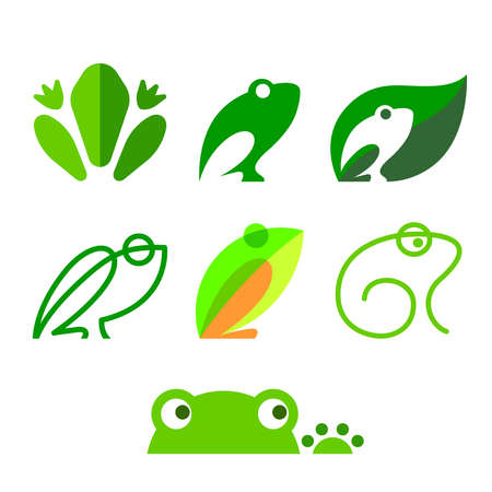 Frog Animal Amphibian logo icon symbolのイラスト素材