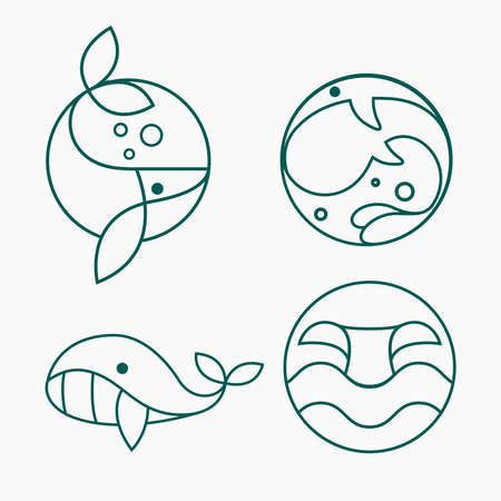 Whale Animal Ocean Sea Logo Icon Symbolのイラスト素材