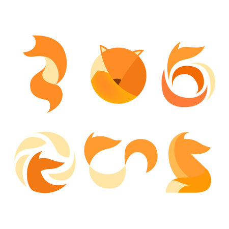 Fox abstract vector logo or icon template, sign or symbol.のイラスト素材