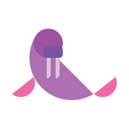 Walrus sea animal abstract vector logo or icon template, sign or symbol.のイラスト素材