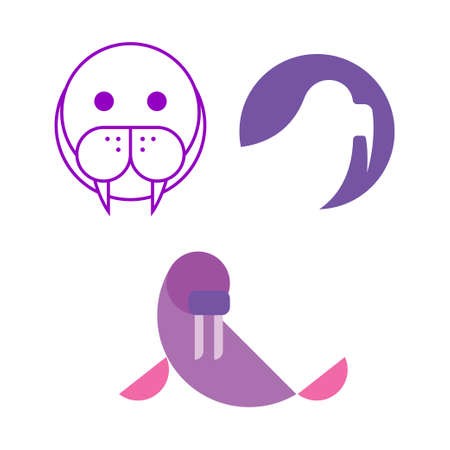 Walrus sea animal abstract vector logo or icon template, sign or symbol.のイラスト素材