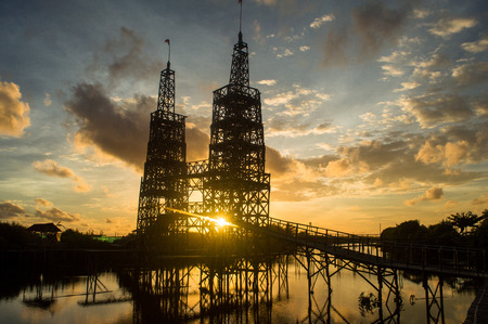 The twin tower menara kembar MJAA Kulonprogo Yogyakartaの写真素材