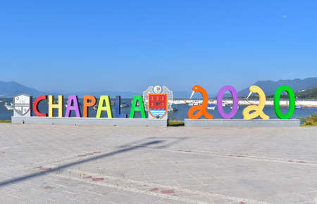 Chapala, Mexico - October 5 2020: Sculpture called the last drop on the boardwalk of Lake Chapalaのeditorial素材