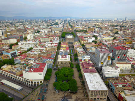 Guadalajara, Mexico - July 12 2020: Aerial picture of downtown Guadalajara called Tapatia Squareのeditorial素材