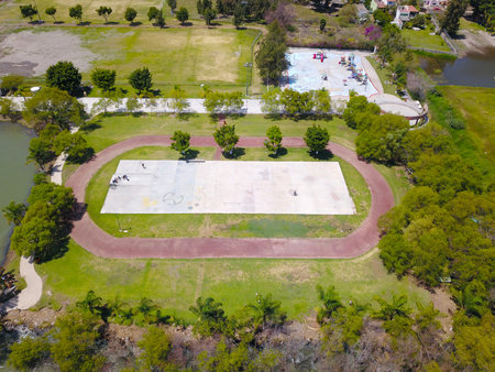 Aerial view of a running track on the Jocotepec boardwalk