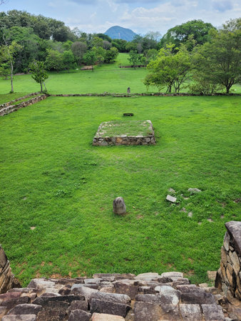 View from above from the pyramid in the archaeological zone of Tehuacalco