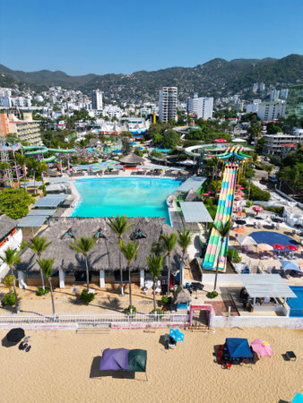 Vertical Shot: Acapulco Aquatic Center Captured from Aboveのeditorial素材