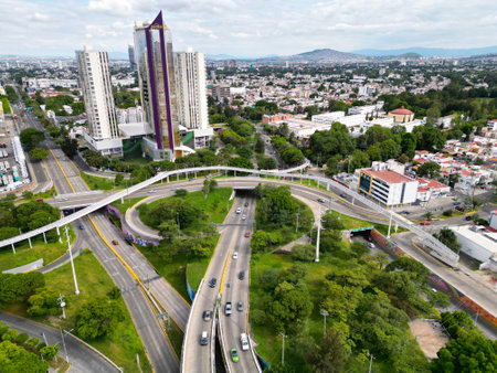 Elevated Perspectives: Drone View of Los Cubos Junction in Guadalajaraのeditorial素材