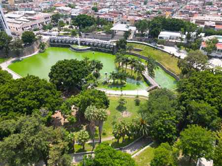 Aerial View of Artificial Lake in Parque Alcalde in Guadalajara
