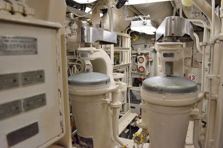 New York, USA - May 17 2023: Two large tanks. The tanks are located in a room. Intrepid air and...