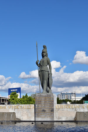 Guadalajara, Mexico - February 17 2024: Front vertical view of the Minerva statue in Guadalajaraのeditorial素材
