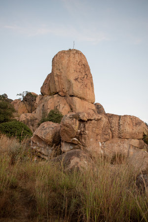 Vertical perspective of El Diente, a renowned rock formation in Zapopan, Jalisco, surrounded by natural beautyの写真素材