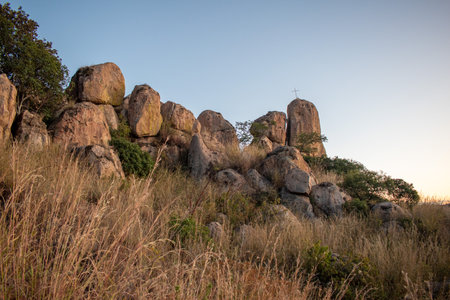 Stunning natural rock structures and greenery at El Diente in Zapopan, Jalisco, surrounded by a serene outdoor environmentの写真素材
