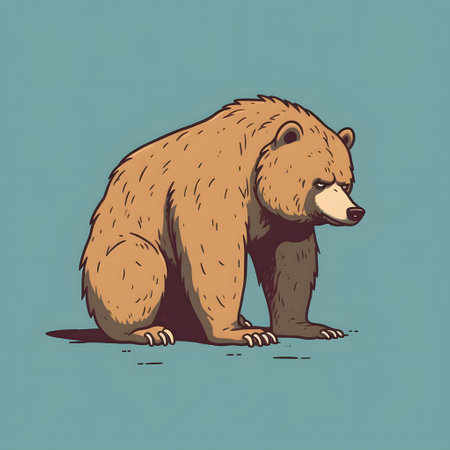 AI generated art of brown bear. blue background.の素材
