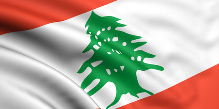 3d rendered and waving flag of lebanonの写真素材