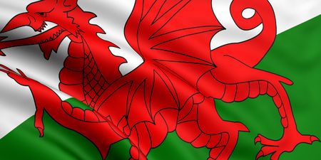 3d rendered and waving flag of walesの写真素材