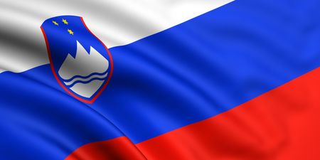 3d rendered and waving flag of sloveniaの写真素材