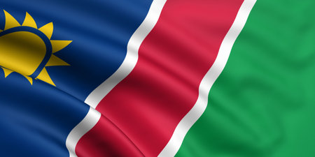 3d rendered and waving flag of namibiaの写真素材