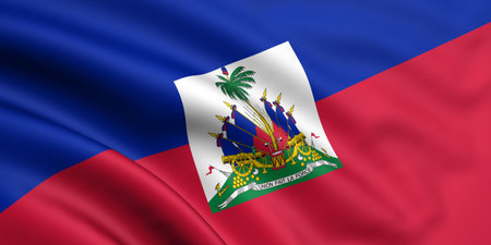 3d rendered and waving flag of haitiの写真素材
