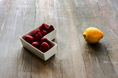 lemons and strawberries are one of the healthiest fruitsの写真素材
