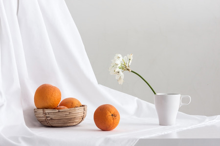 bouquet of white flowers with orangesの写真素材