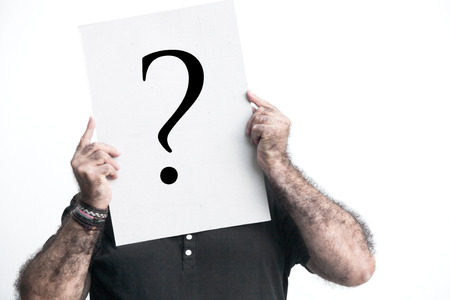 man doing all kinds of gestures and emotions with blackboard isolated on white backgroundの写真素材