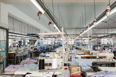 FEBRUARY 28.2015: TANGIER, MOROCCO: In the picture we can see one of the hundreds of industrial production chains preparation with all the machines that are in Moroccoのeditorial素材