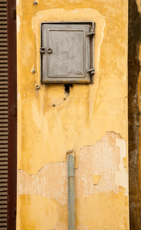 Facade of old house with bicycleの写真素材