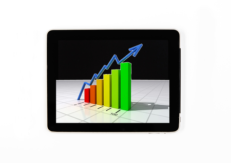 Tablet concept statistics signs: signs of statistics on the screen of a tabletの写真素材
