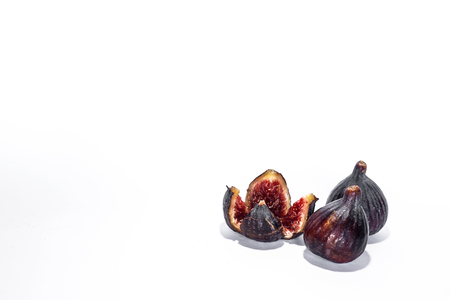 fresh figs isolated with mintの写真素材