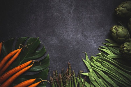 Mix of fresh vegetables on black background