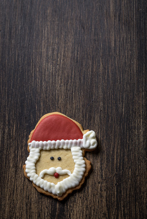 Christmas cookies on wooden table. With Christmas decorations. Copyspaceの写真素材