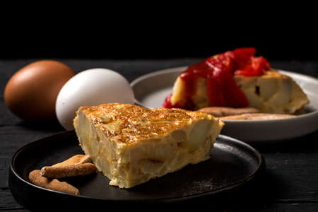 Delicious potato omelet Typical Spanishの写真素材