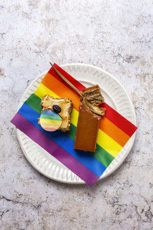Pride Celebration with Lgbt Flag sweet Cakes. Conceptの写真素材
