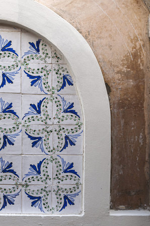 Arab architecture in the old medina. Streets, doors, windows, details. Tangier, Moroccoの写真素材