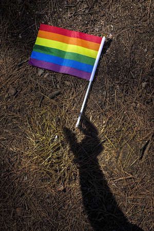LGBT flag in the field. Pride. Freedom conceptの写真素材